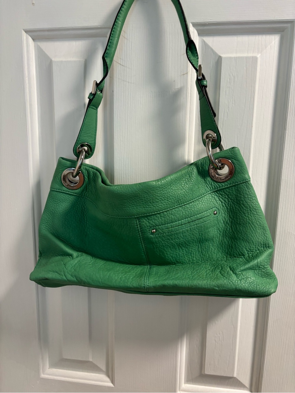 B. Makowsky Green Pebbled Leather Hobo Shoulder Bag - Picture 5 of 9